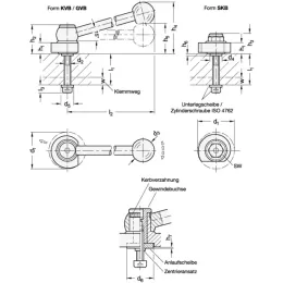 Ganter Spiralexzenter, Edelstahl, Spannung radial, Schraube von der Rückseite GN918.5 SKB-L