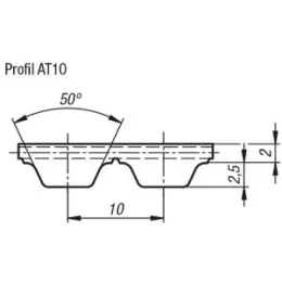 Zahnriemen Profil AT10 L=3000 Polyurethan, B=16 Norelem
