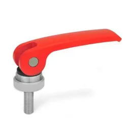 Ganter Exzenterspanner GN927.4-82, Kunststoff-Auflagescheibe mit Stellmutter, rot, RAL 3000