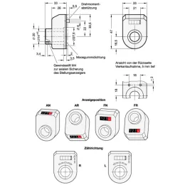Ganter Stellungsanzeiger, Hohlwelle Stahl, digitale Anzeige, mechanisches Zählwerk GN954 FN-R-OR