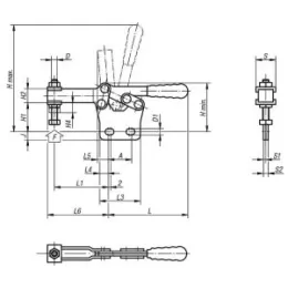 Schnellspanner horizontal mit geradem Fuss, M6x48 Norelem