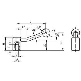SPANNHEBEL GR.4 M20, A=123, FORM:20°, STAHL, KOMP:KUNSTSTOFF KIPP