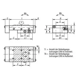Schwalbenschwanz-Schlittenführung mit Endanschlägen B=100 GG, L=160 Norelem