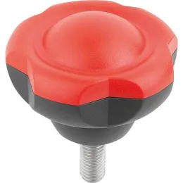 Klemmgriff D=63 M10x25 Deckel verkehrsrot Edelstahl Kipp