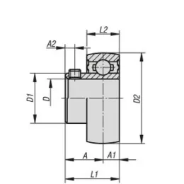 Spannlager, D=20 Kugellager, Stahl B, Komp: PTFE Norelem
