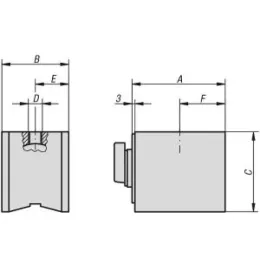 Magnet-Messstativ Fuss M08x8 A=76 B=50, C=55 Norelem