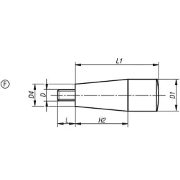 KONUSGRIFF FESTSTEHEND GR.2 D=M08X12, D1=23, FORM:F, DUROPLAST SCHWARZ KIPP