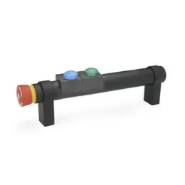 Ganter Rohrgriffe, gerade, Schwarz, 2 Taster + "Not-Aus" GN331