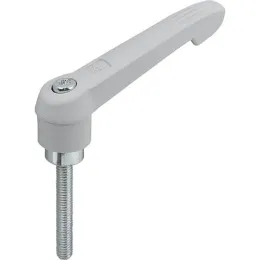 KLEMMHEBEL GR.5 M16X25, KUNSTSTOFF GRAU RAL7035, KOMP:STAHL BLAU-PASSIVIERT KIPP