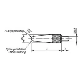 Messeinsatz mit abgerundeter Spitze L=28 Hartmetall Norelem