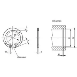 Sicherungsring für Bohrung Stahl DIN472, D1=17, S=1 Norelem