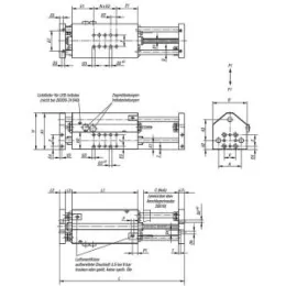 Linearmodul pneumatisch Gr. 1, C=60, mit drei Rundführungen Norelem