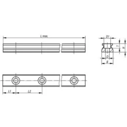 Profilführungsschiene Gr. 15 L=790 15x9,5 Edelstahl Mini, L1=15 Norelem
