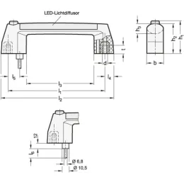 Ganter Bügelgriffe, Kunststoff, inkl. elektrischer Schaltfunktion + LED beleuchtet GN6284