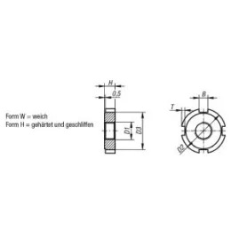 Nutmutter DIN1804 Form W, D1=M14x1,5, D2=30 Norelem
