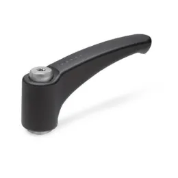 Ganter Verstellbare Klemmhebel, Edelstahl GN602.1, Buchse Edelstahl, schwarz, RAL 9005, strukturmatt