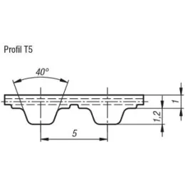 Norelem Zahnriemen Profil T5, N=73 Polyurethan, L1=365