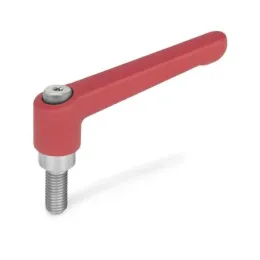 Ganter Verstellbare Klemmhebel, Edelstahl, Rot-Strukturmatt GN300.1-78