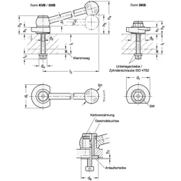 Ganter Spannriegel, Edelstahl, Spannung nach unten, Schraube von der Rückseite GN918.7 KVB-R