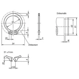 Sicherungsring für Wellen DIN471, Stahl D1=16, S=1 Norelem