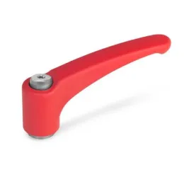 Ganter Verstellbare Klemmhebel, Edelstahl GN602.1, Buchse Edelstahl, rot, RAL 3000, strukturmatt