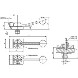 Norelem Niederzugspanner links 32x132 Stahl Spannbacke eben