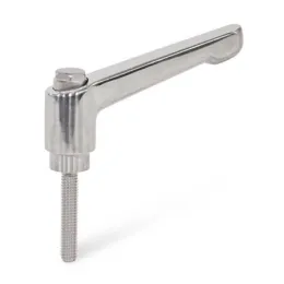 Ganter Verstellbare Edelstahl-Klemmhebel GN300.6-30, mit Schraube, poliert, mit Außensechskant