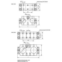 Klemmsockel doppelt Gr. 20, D=20 80x40x32 Aluminium Norelem