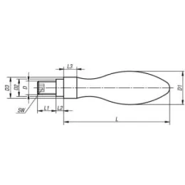 Drehbarer Ballengriff, D1=25, L=75 Norelem
