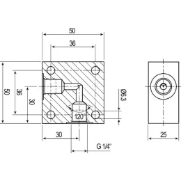 2-Wege L-Block, G 1/4", 3000 bar Cejn