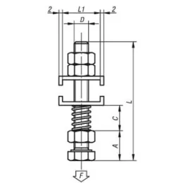 Federnde Druckspindel, D=M8x60 Norelem
