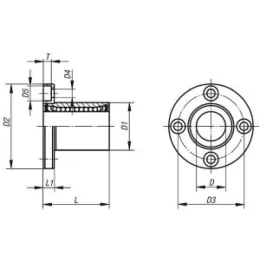 Linearkugellager D=25, mit Flansch Norelem