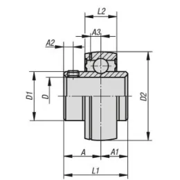 Spannlager, D=30 Edelstahl MUC, Komp: PTFE Norelem