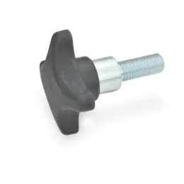 Ganter Kreuzgriffschrauben GN6335.4, Kunststoff, mit vorstehendem Stahl-Bund, Schraube Stahl