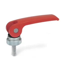 Ganter Exzenterspanner GN927-44, Kunststoff-Auflagescheibe mit Stellmutter, rot, RAL 3000