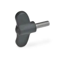 Ganter Flügelschrauben, Edelstahl GN633.1, schwarzgrau, RAL 7021, matt