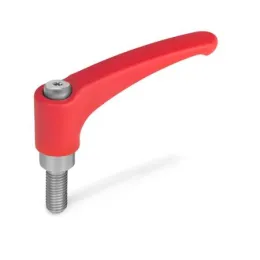 Ganter Verstellbare Klemmhebel, Edelstahl GN602.1-44, Schraube Edelstahl, rot, RAL 3000, strukturmatt