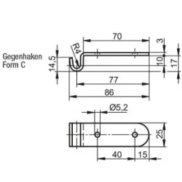 Norelem Gegenhaken zu Spannverschluss, Form C, Edelstahl