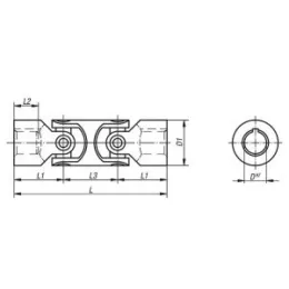 Norelem Wellengelenk doppelt L=104 Stahl mit Nadellager, D=16