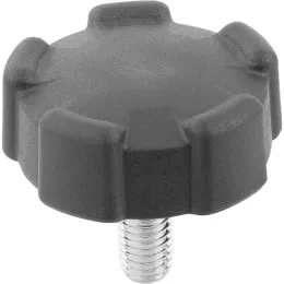 FÜNFSTERNGRIFF GR.1 D=M06X15 D1=32 H=17, FORM:L THERMOPLAST, KOMP:STAHL KIPP