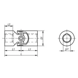 Norelem Wellengelenk einfach L=166 Stahl mit Nadellager, D=30