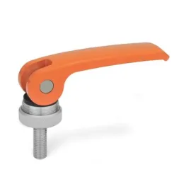 Ganter Exzenterspanner GN927.4-44, Kunststoff-Auflagescheibe mit Stellmutter, orange, RAL 2004