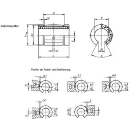 Norelem Linearkugellager offen D=25, mit Winkelfehlerausgleich
