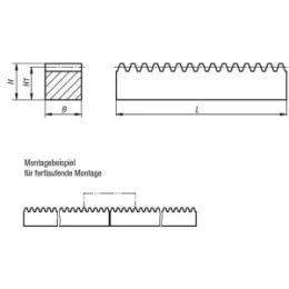 Zahnstange Modul 1,5 gerade verzahnt B=17 L=2000 Stahl Norelem