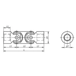 Norelem Wellengelenk doppelt L=74 Stahl mit Gleitlagerung, D=10