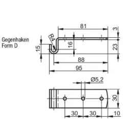 Norelem Gegenhaken zu Spannverschluss, Form D, Stahl