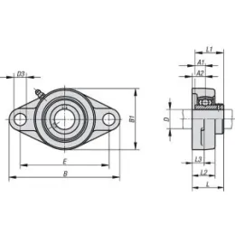 Gehäuselagereinheit Flanschlager, D=60, Grauguss, UCFL Norelem