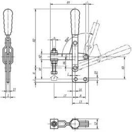 Schnellspanner vertikal mit geradem Fuss, D=M5x35 Norelem
