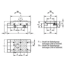 Schwalbenschwanz-Schlittenführung B=75 Grauguss, L=130 Norelem