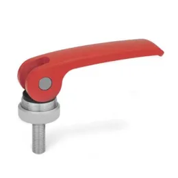 Ganter Exzenterspanner GN927.4-44, Kunststoff-Auflagescheibe mit Stellmutter, rot, RAL 3000